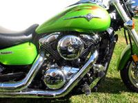 Each machine has a different treatment on the dual airboxes. The Meanie's is smooth and rounded.